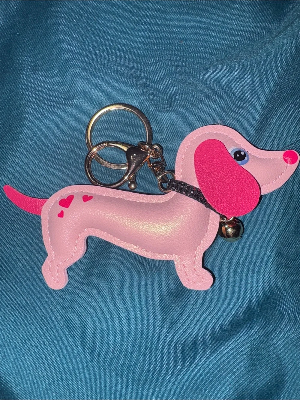 Pink Dachshund Dog Keychain Charm